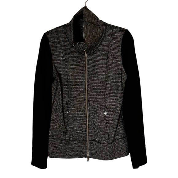 Lululemon Daily Yoga Jacket- Coco Pique Black Athletic Full Zip Jacket- Size 8 - Picture 8 of 15